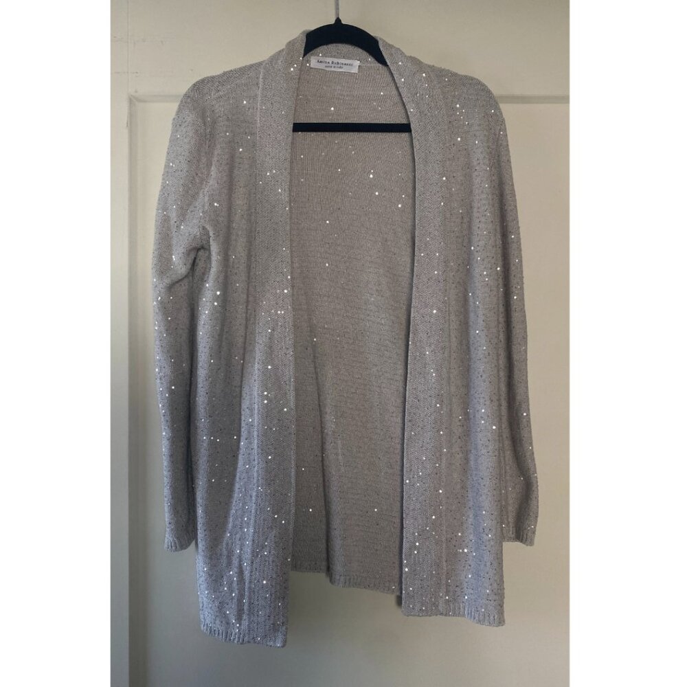 Amina Rubinacci | Italian Silk Linen Blend Sequin Open Cardigan
